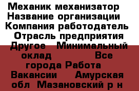 Механик-механизатор › Название организации ­ Компания-работодатель › Отрасль предприятия ­ Другое › Минимальный оклад ­ 23 000 - Все города Работа » Вакансии   . Амурская обл.,Мазановский р-н